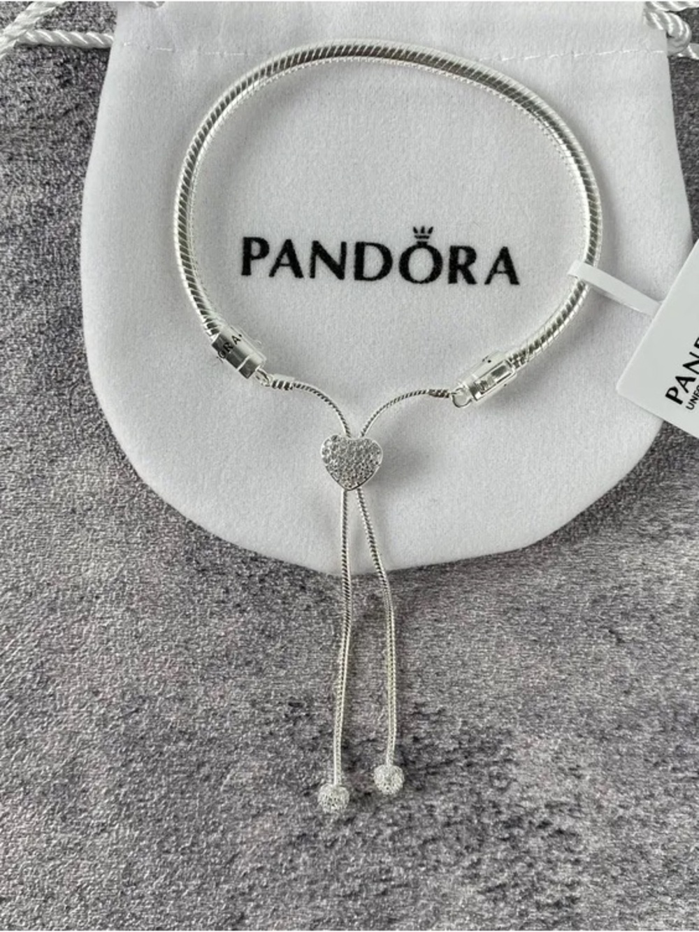 Pandora Sterling Silver Heart Slider Bracelet - Silver